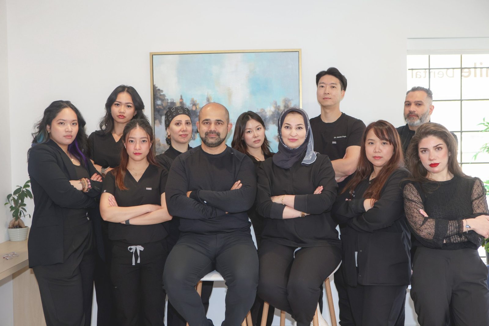 The iSmile Dental team of dentists, hygienists, assistants and office staff inside the clinic in Langley, BC